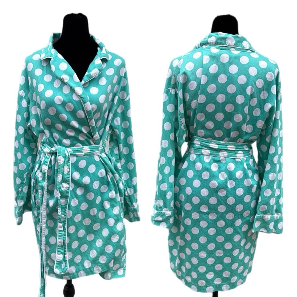 Gold Label VICTORIA’S SECRET Collection Vintage Blue/Green Polka Dot Bath Robe